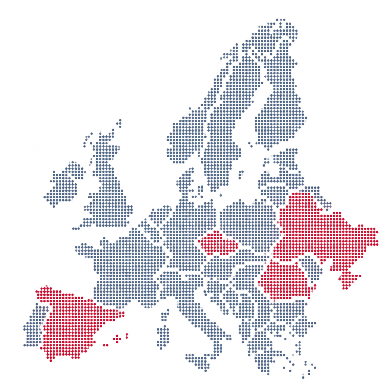 Harta Europei cu sucursalele Fincollect din Spania, Cehia, Ucraina și România